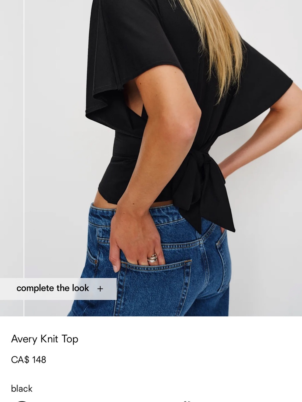 Reformation Avery Tie-Back Top — Black